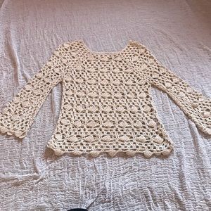 tan crochet sweater